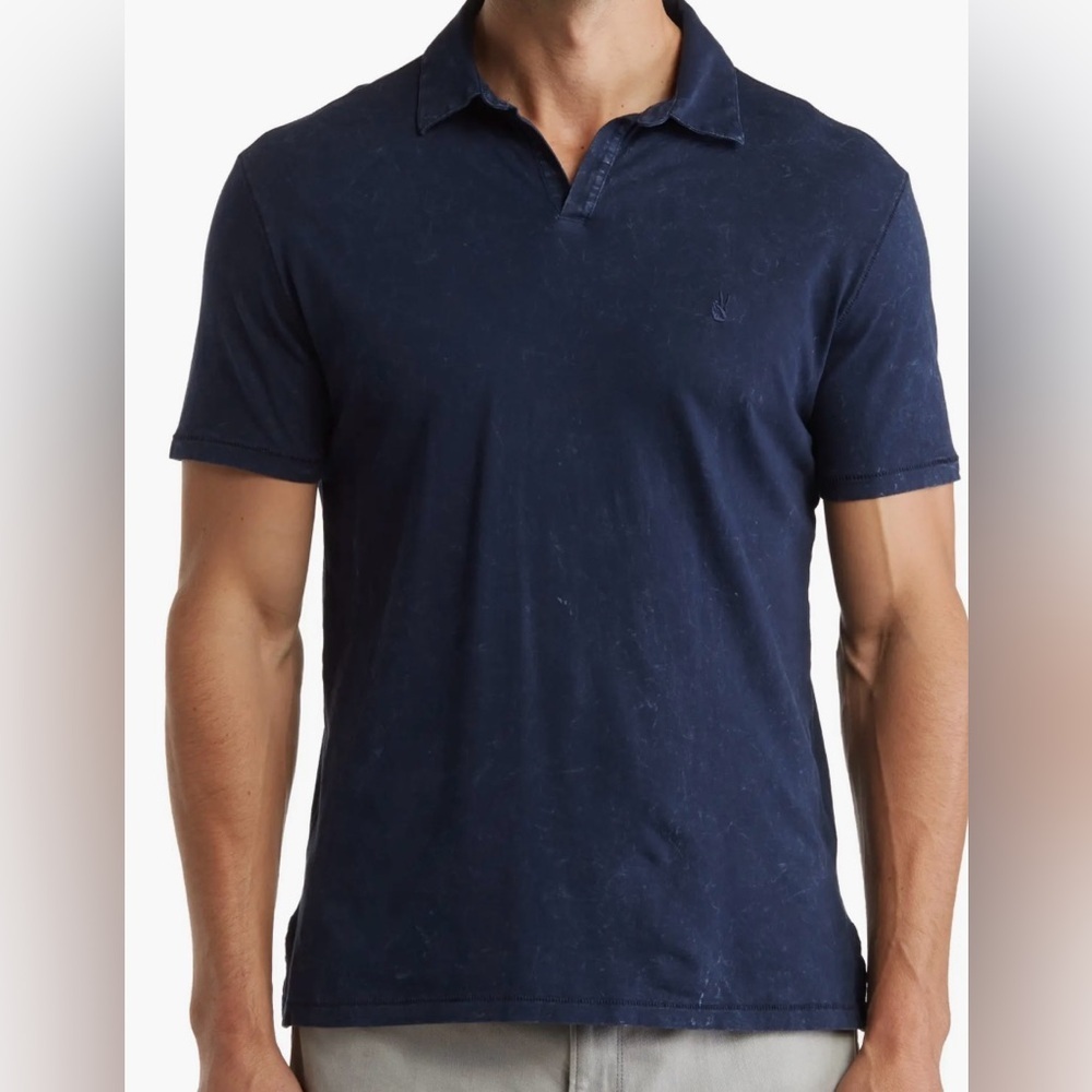 John Varvatos Marble Wash Polo Navy Blue Size XL